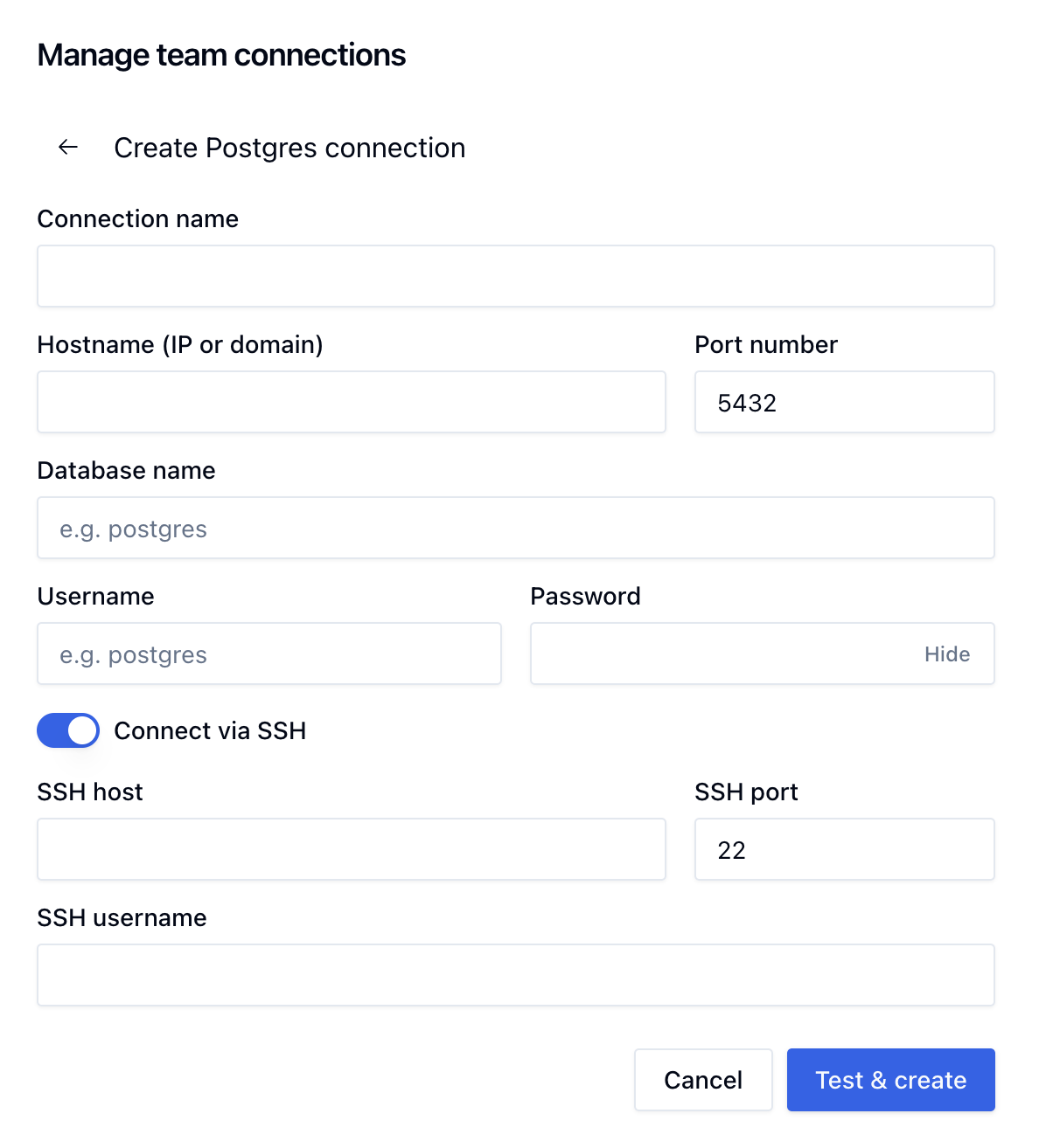 Example of an SSH connection