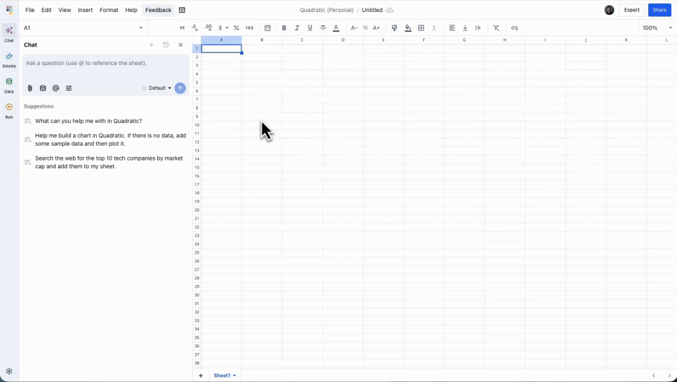 Importing a Google Sheet into Quadratic.
