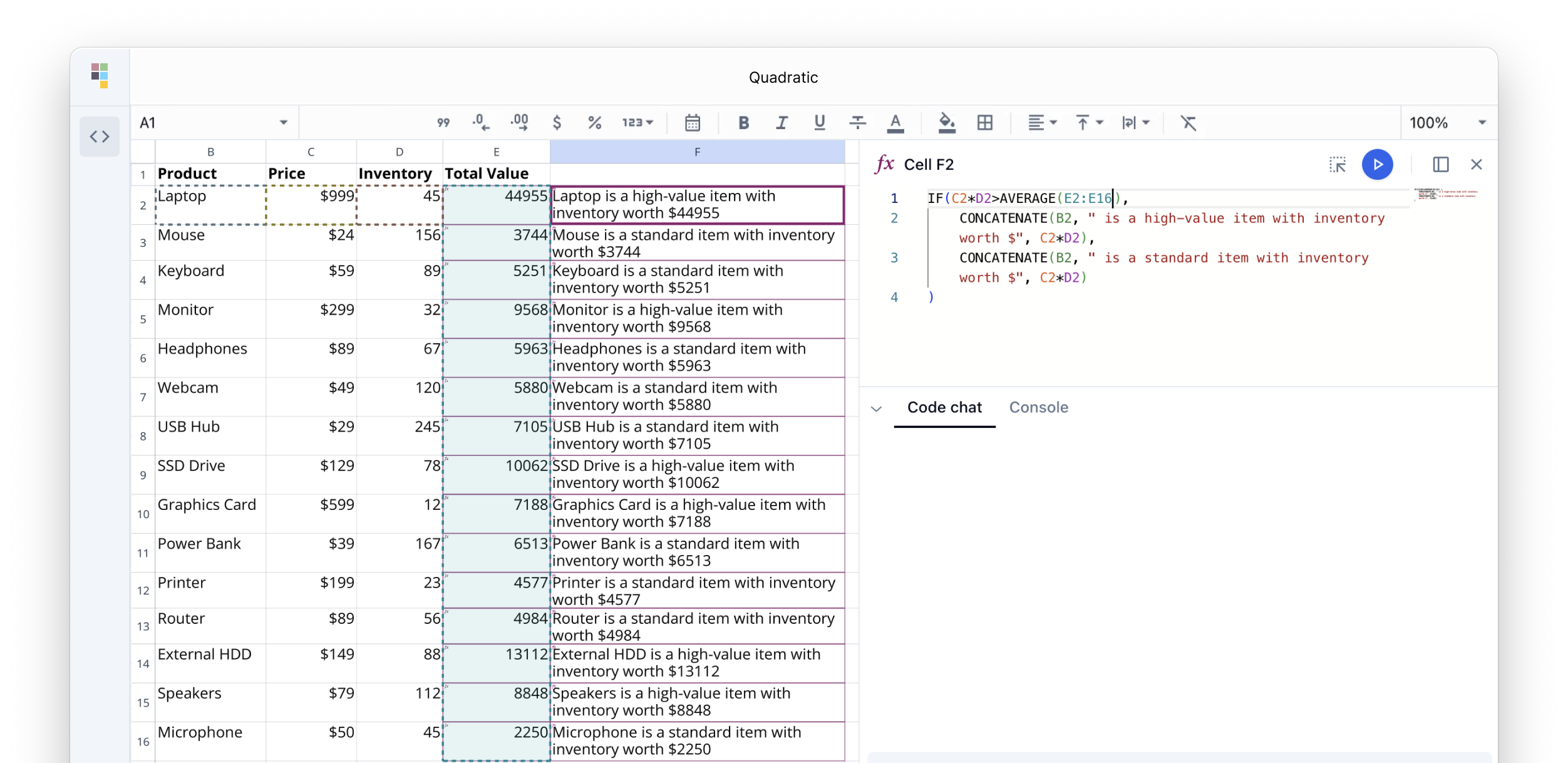 Screenshot of Quadratic